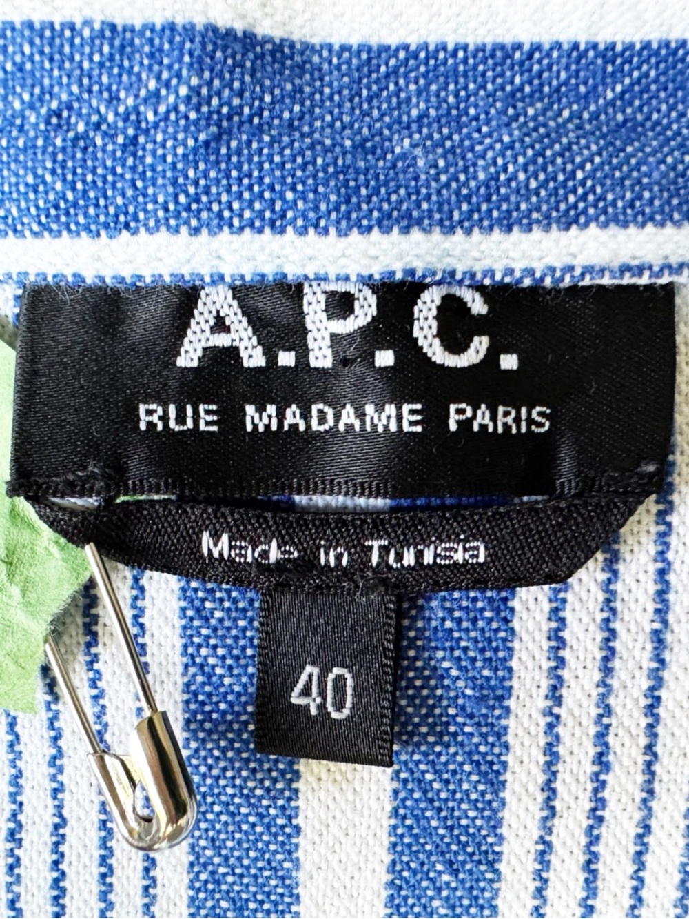 A.P.C. Beachy Blue and White Striped Long Sleeve Top - Picture 3 of 14